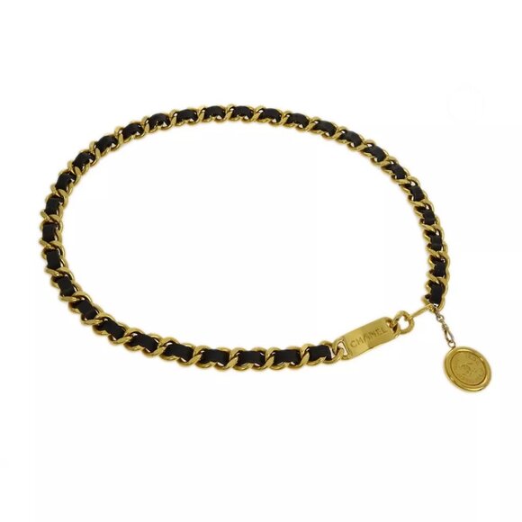 Chanel Medallion Chain Belt Black Small Good - Picture 1 of 4